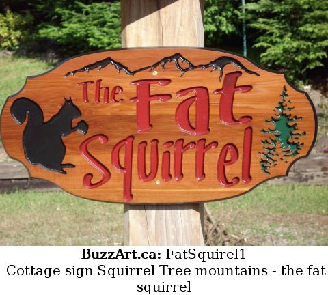 Cottage sign Squirrel Tree mountains - the fat squirrel